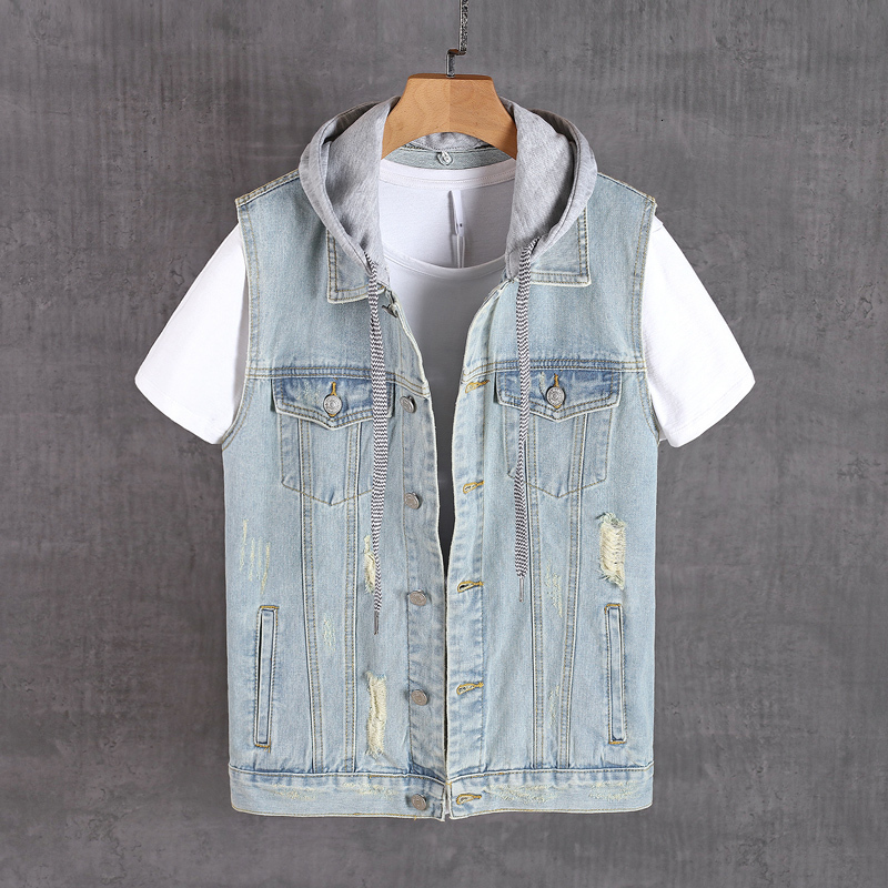 2021 New British Style Fashion Retro Light Blue Ripped Denim Vest Men Hooded Cotton Coats Sleeveless Hip Hop Chaqueta Hombre Sb1b
2021 New British Style Fashion Retro Light Blue Ripped Denim Vest Men Hooded Cotton Coats Sleeveless Hip Hop Chaqueta Hombre Sb1b