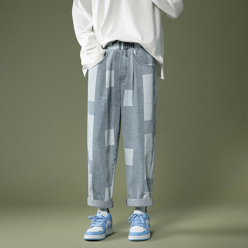 2021 New Spring Summer Plaid Men's Fashion Retro Casual Drawstring Jeans Men Streetwear Hip-hop Straight Denim Trousers Mens Nod7, Blue
2021 New Spring Summer Plaid Men's Fashion Retro Casual Drawstring Jeans Men Streetwear Hip-hop Straight Denim Trousers Mens Nod7, Blue