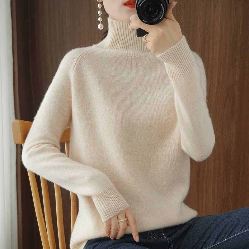 Winter Solid Color Cashmere Women's Sweaters Turtleneck Pullover Knitted Sweater Women Bottoming Net Red All-Match Sweates 211011Z