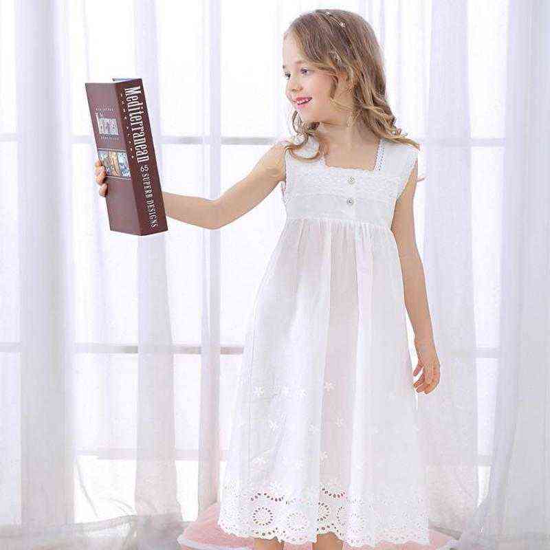 Toddle Girl White Nightdress Princess Dress Children Pajamas Nightgowns For s Kids Night Lace Sleeping 211130