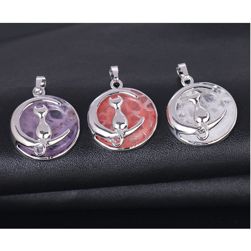 Cat And Moon Natural Stone Charm Hollow Alloy Back Crystal Necklace Pendant Removable Cute Jewelry Accessories, Bronze;silver
Cat And Moon Natural Stone Charm Hollow Alloy Back Crystal Necklace Pendant Removable Cute Jewelry Accessories, Bronze;silver