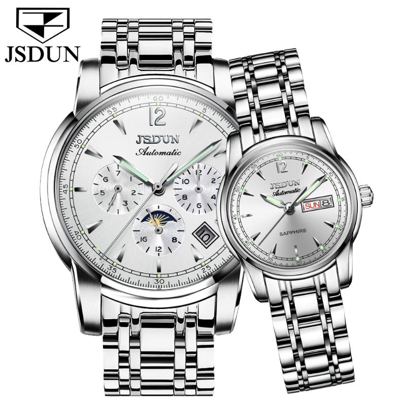 Wristwatches JSDUN 2021 Luxury Couple Watch Top Brand Sports Mechanical Fashion Waterproof Steel Band Clock Reloj De Pareja 8750, Silver
Wristwatches JSDUN 2021 Luxury Couple Watch Top Brand Sports Mechanical Fashion Waterproof Steel Band Clock Reloj De Pareja 8750, Silver