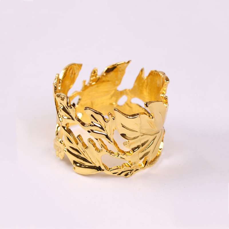 Silver Gold Metal Leaf Napkin Ring Table