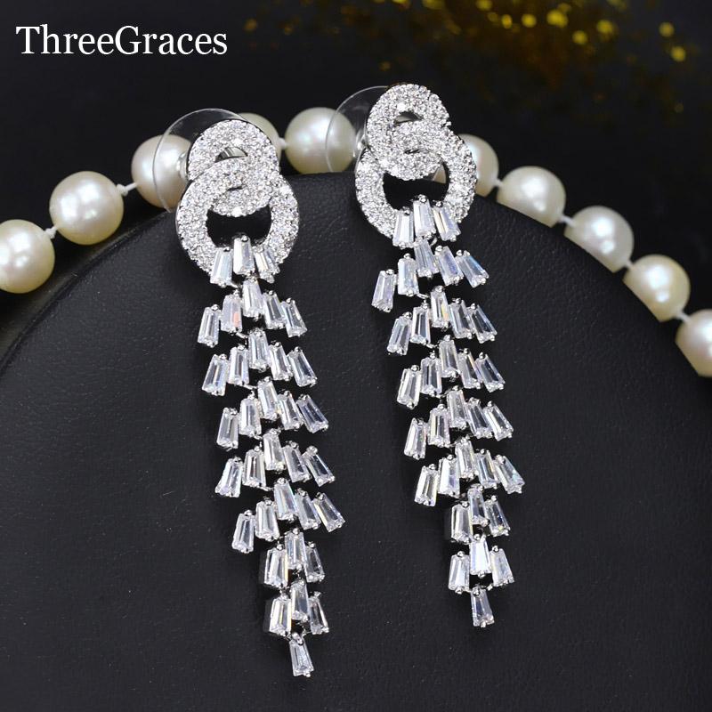 Dangle & Chandelier ThreeGraces Dazzling Design 6 CM Dropping Cubic Zirconia Stone Bridal Wedding Earrings Jewelry With Long Tassel Crystal, Silver
Dangle & Chandelier ThreeGraces Dazzling Design 6 CM Dropping Cubic Zirconia Stone Bridal Wedding Earrings Jewelry With Long Tassel Crystal, Silver