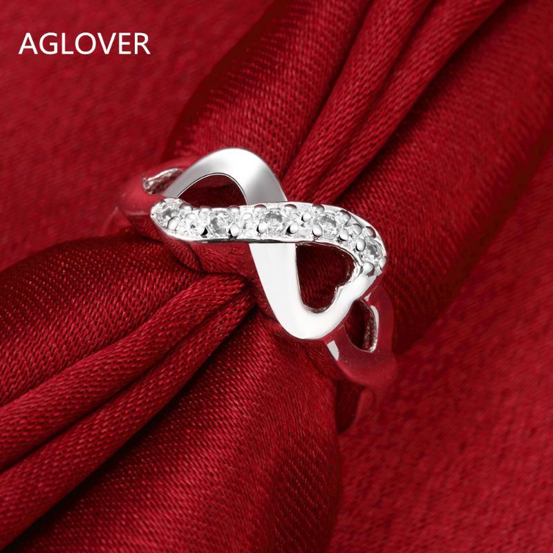 Cluster Rings AGLOVER 925 Sterling Silver Zircon Eight Characters Ring For Women Fashion Wedding Engagement Party Gift Charm Jewelry Gif 
Cluster Rings AGLOVER 925 Sterling Silver Zircon Eight Characters Ring For Women Fashion Wedding Engagement Party Gift Charm Jewelry Gif