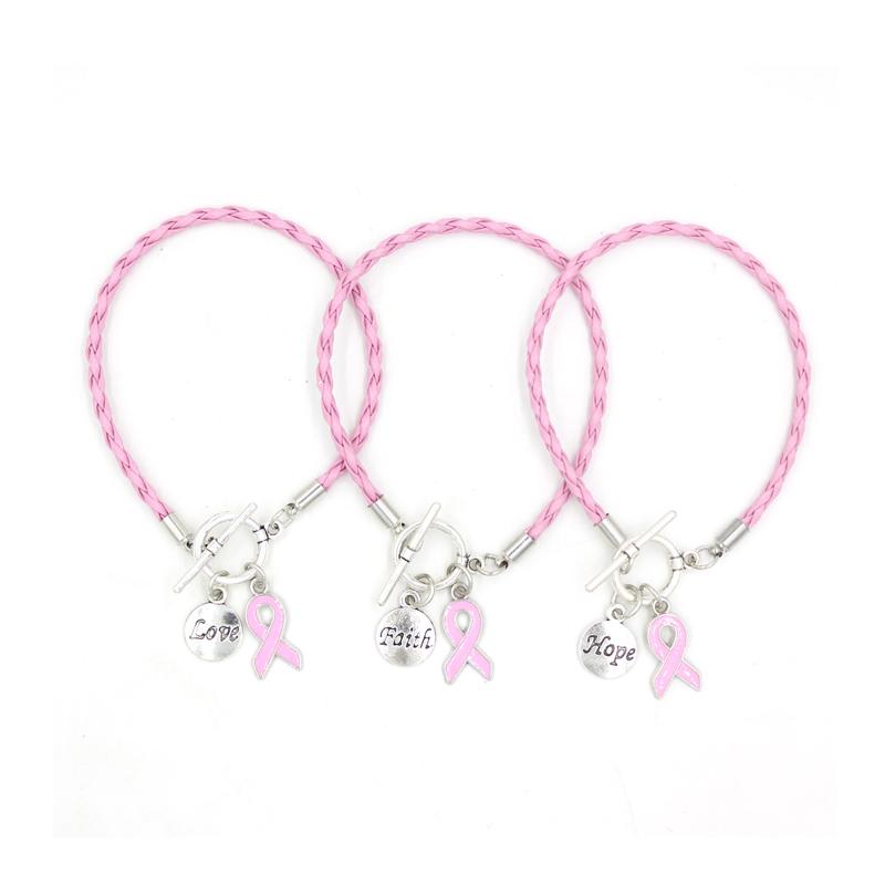 Beaded, Strands Arrival Awareness Jewelry PU Pink Leather Rope With Ribbon Bead Hope Breast Cancer Bracelets Bangles For Women Pulsera
Beaded, Strands Arrival Awareness Jewelry PU Pink Leather Rope With Ribbon Bead Hope Breast Cancer Bracelets Bangles For Women Pulsera