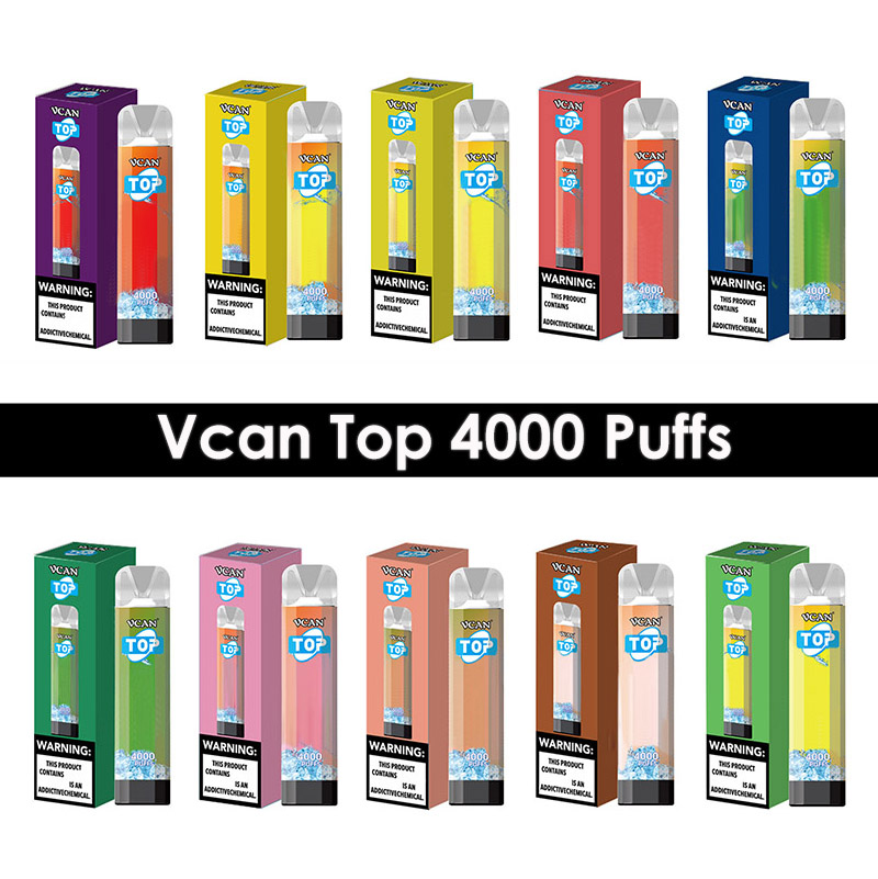 Original Vcan Top Disposable Electronic Cigarettes 4000 Puffs Mesh Coil Huge Vapor With RGB Light Air Flow Adjustable Vape Pen Device Rechargeable Battery 10 Colors
Original Vcan Top Disposable Electronic Cigarettes 4000 Puffs Mesh Coil Huge Vapor With RGB Light Air Flow Adjustable Vape Pen Device Rechargeable Battery 10 Colors