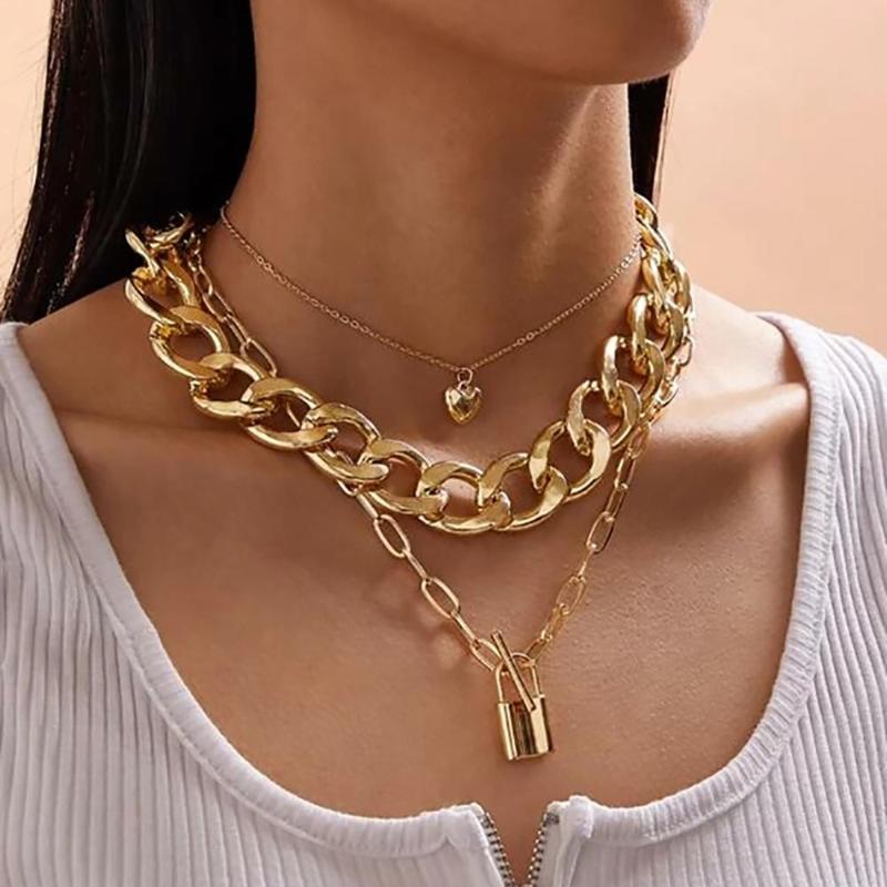 Pendant Necklaces SHIXIN 3Pcs Hiphop Heart/Lock Necklace For Women Punk Layered Thick Cuban Link Chain Choker On The Neck Jewelry
Pendant Necklaces SHIXIN 3Pcs Hiphop Heart/Lock Necklace For Women Punk Layered Thick Cuban Link Chain Choker On The Neck Jewelry
