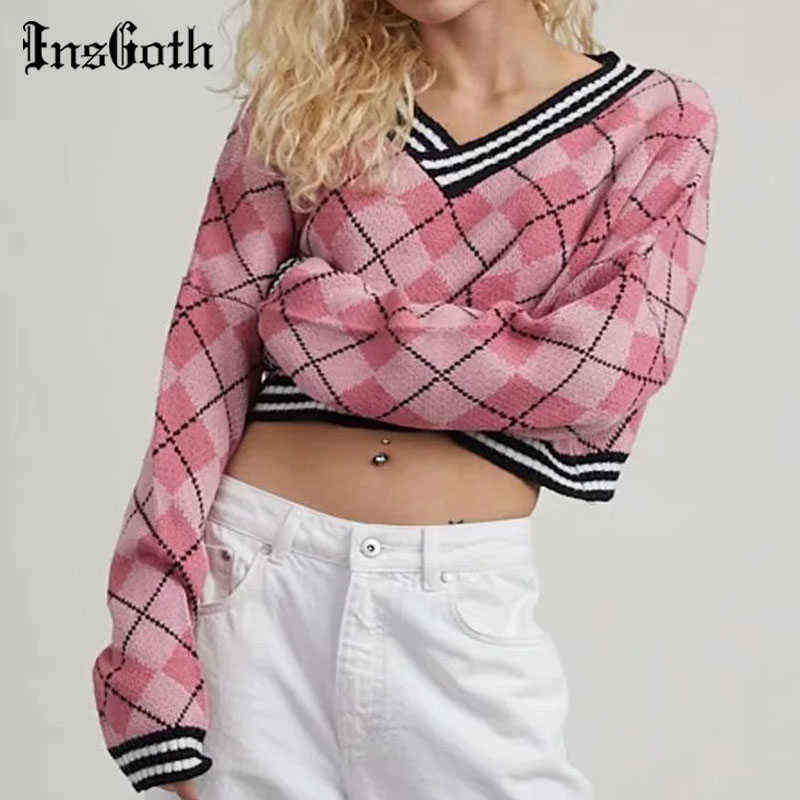 InsGoth Y2K Crop Top Argyle Sweatshirt Harajuku Sexy V Neck Oversize Sweater Preppy Style Plaid Knitted Pullover Autumn Clothes Y1110, Pink
InsGoth Y2K Crop Top Argyle Sweatshirt Harajuku Sexy V Neck Oversize Sweater Preppy Style Plaid Knitted Pullover Autumn Clothes Y1110, Pink
