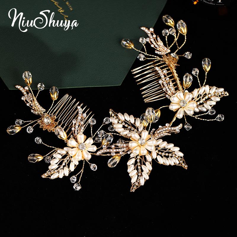 Hair Clips & Barrettes NiuShuya Wedding Headdress Pearl Hairband Gold Flower Handmade Headbands Hairstick Bride Jewelry Comb
Hair Clips & Barrettes NiuShuya Wedding Headdress Pearl Hairband Gold Flower Handmade Headbands Hairstick Bride Jewelry Comb
