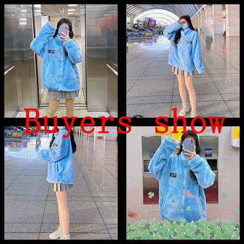 Lucyever Autumn Winter Faux Fur Coat Women Fashion Warm Soft Zipper Lamb Fur Jackets Fluffy Cozy Loose Outerwear Female 211123