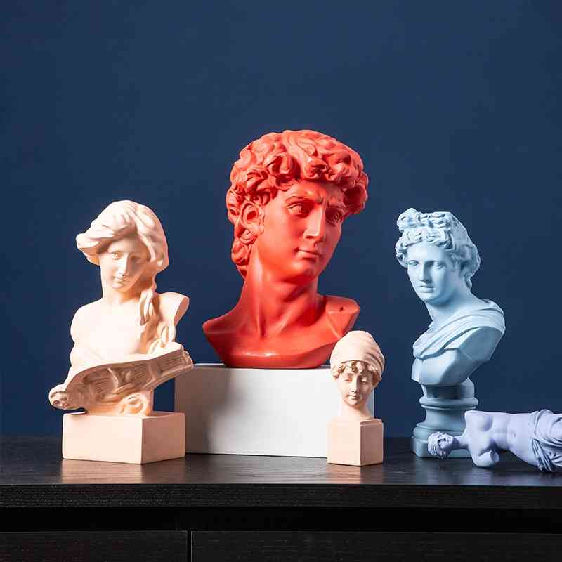 Nordic Morandi color David figure resin sculpture plaster head living room home decoration 
Nordic Morandi color David figure resin sculpture plaster head living room home decoration