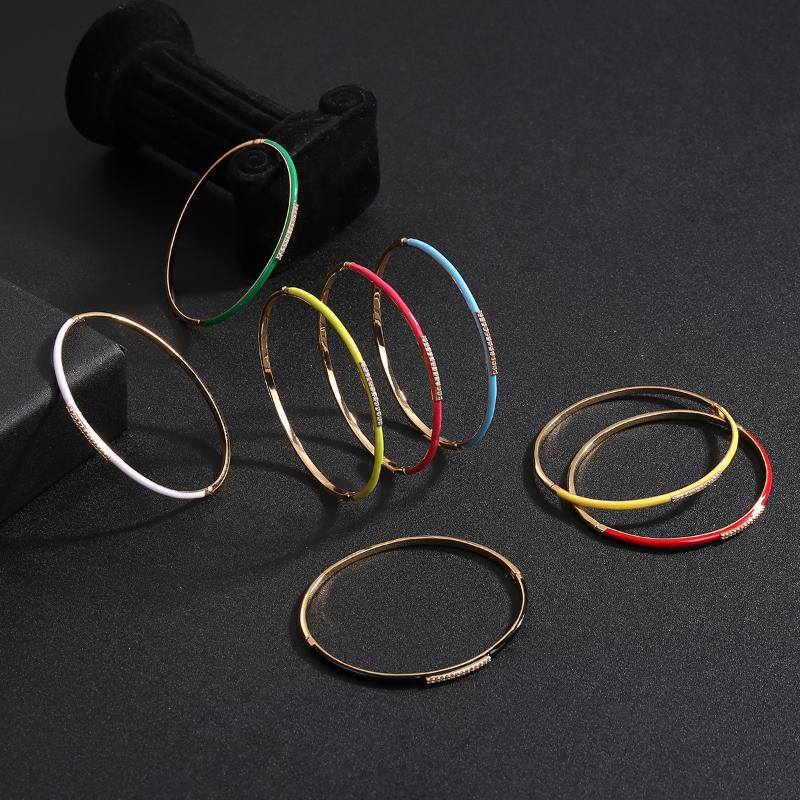 Bangle Arrival Fashion Candy Color Enamel Dripping Oil Zircon Bracelet For Women Copper Gold Plated Party Jewelry Gift
Bangle Arrival Fashion Candy Color Enamel Dripping Oil Zircon Bracelet For Women Copper Gold Plated Party Jewelry Gift