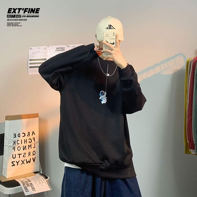 ExtFine Astronaut Print Sweatshirts Fleece Men Oversize Warm Hoodies Women Baggy Thicken Cute Sweatshirt Harajuku Hoodies 201104