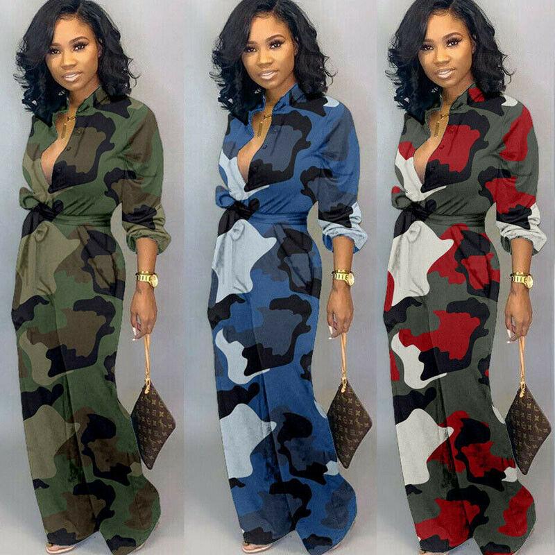 Women's Jumpsuits & Rompers Plus Size Camouflage Jumpsuit Women Casual Loose Long Sleeve V Neck Belt Autumn Spring Romper Ladies Overalls, Black;white
Women's Jumpsuits & Rompers Plus Size Camouflage Jumpsuit Women Casual Loose Long Sleeve V Neck Belt Autumn Spring Romper Ladies Overalls, Black;white