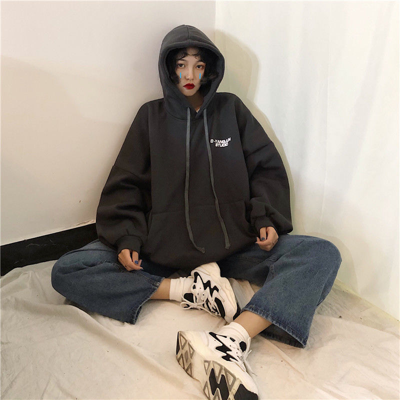 oversized Womens Clothes Hoodies Teen Street Harajuku Hip Hop Sweatshirt Printing Loose Leisure pink Korean style clothes tops 201102