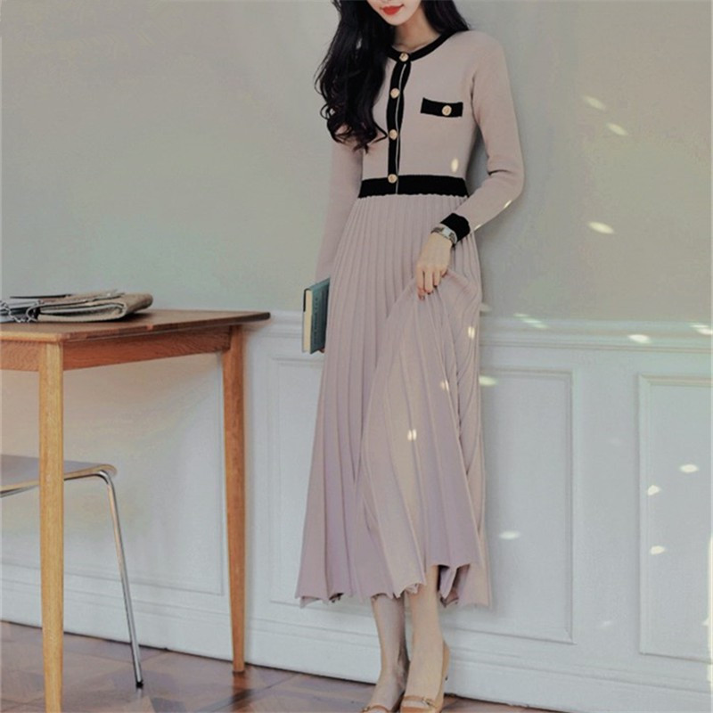 ZAWFL elegant O-neck knitted dress Woman autumn sashes Long-sleeve single-breasted pleated long sweater female 210525, Picture color
ZAWFL elegant O-neck knitted dress Woman autumn sashes Long-sleeve single-breasted pleated long sweater female 210525, Picture color