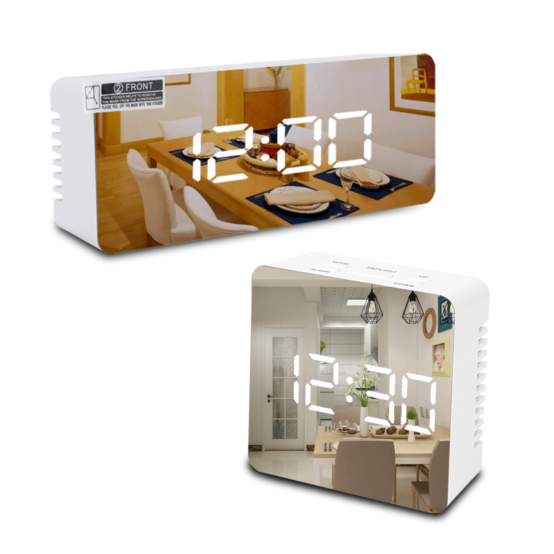 2021 Customized multifunctional LED alarm clock makeup mirror battery plug-in dual purpose bedside Single side Table Clocks
2021 Customized multifunctional LED alarm clock makeup mirror battery plug-in dual purpose bedside Single side Table Clocks