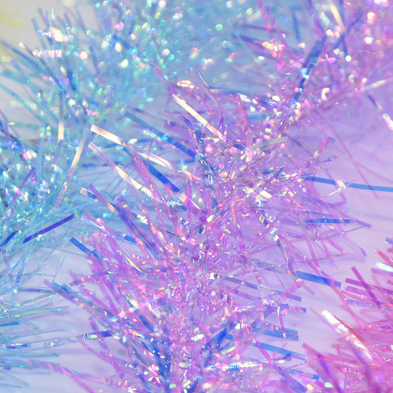 2 M Foil Rattan Tinsel Streamer Rainbow Color foil Garland Decorated Christmas Tree Ornaments Tops Ribbon Year Decor Y201020