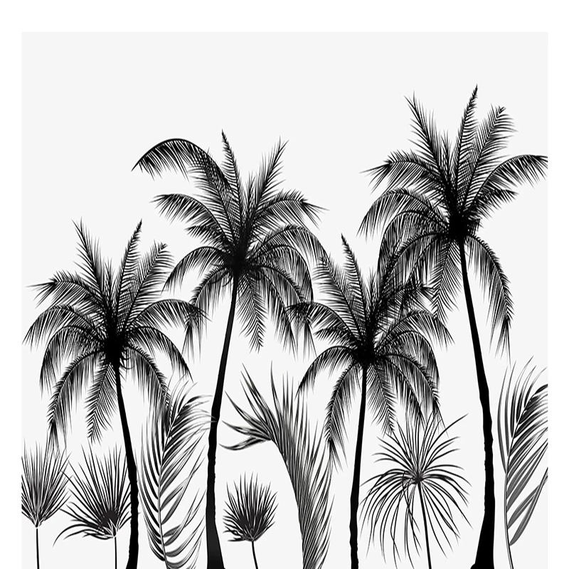 Custom Photo Wallpaper 3D Black And White Coconut Trees Mural Living Room TV Bedroom Decor Waterproof