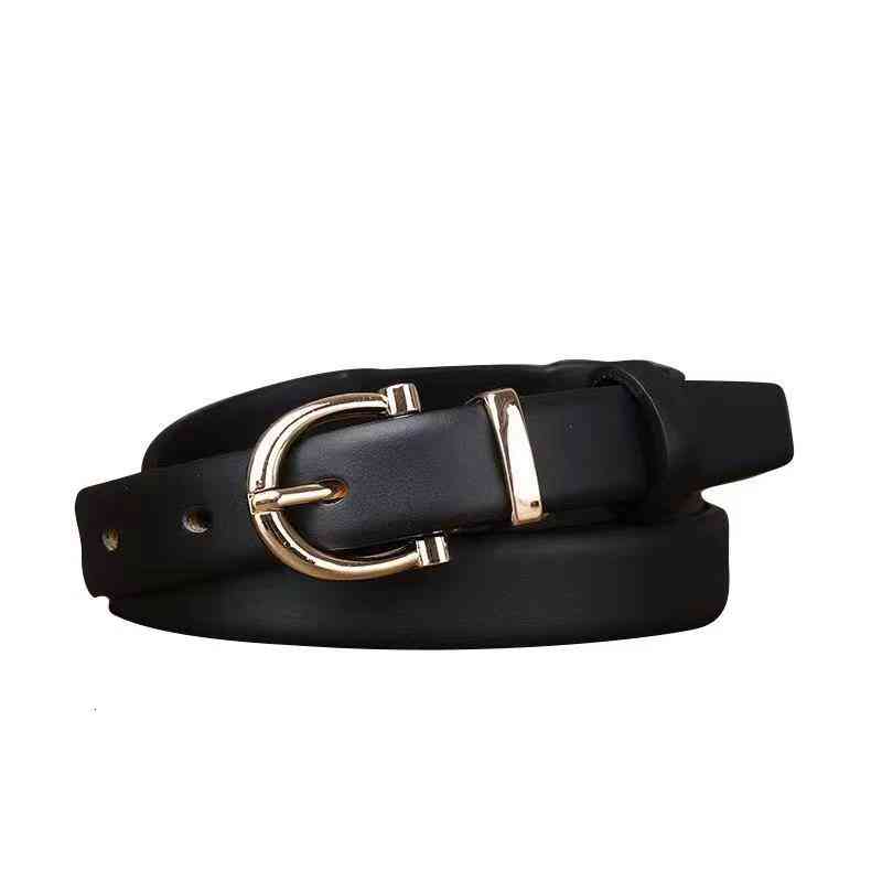 Trend Gold Horseshoe Pin Buckle Soft Leather Thin Belt Women's Head Decoration Simple Versatile Jeans