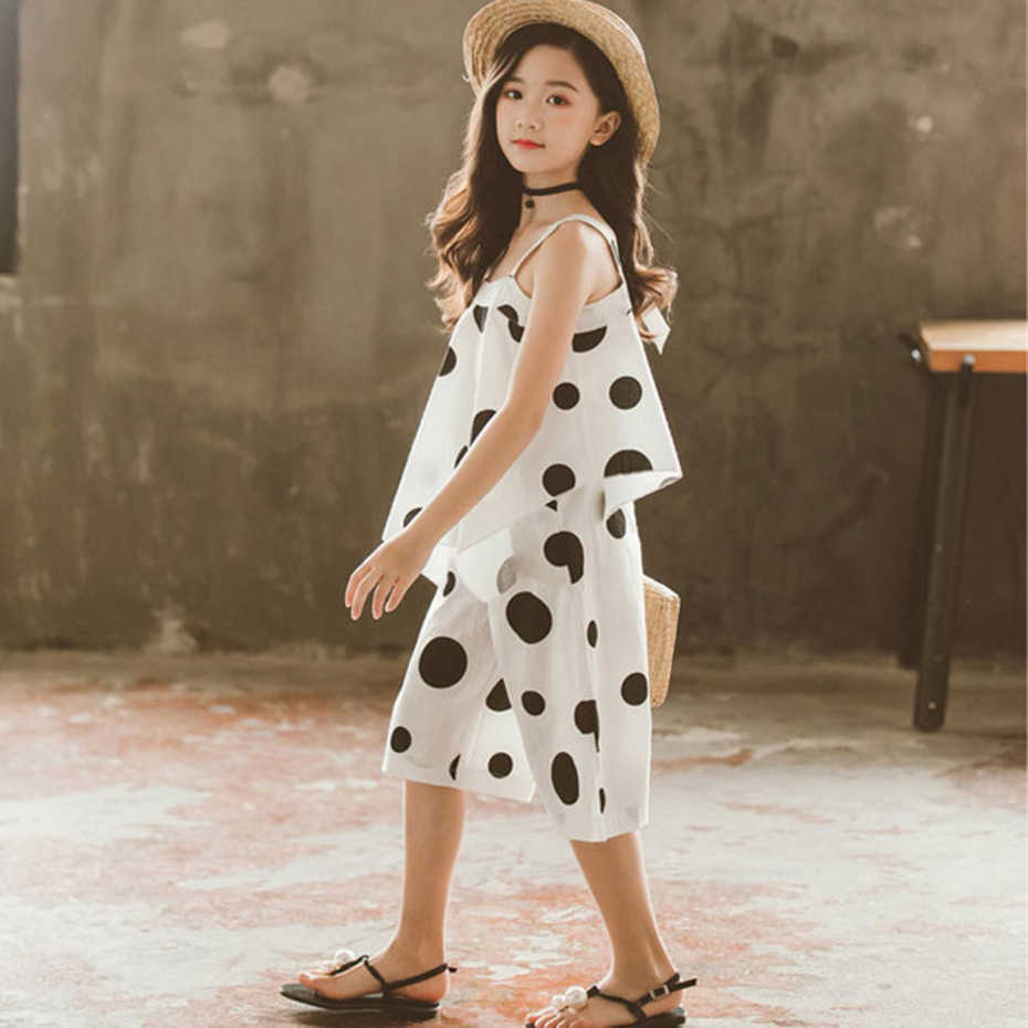 Big Girls Clothes Dot Vest + Pants 2PCS Sets Clothing Fashion Teenage Children'S Summer For 210527