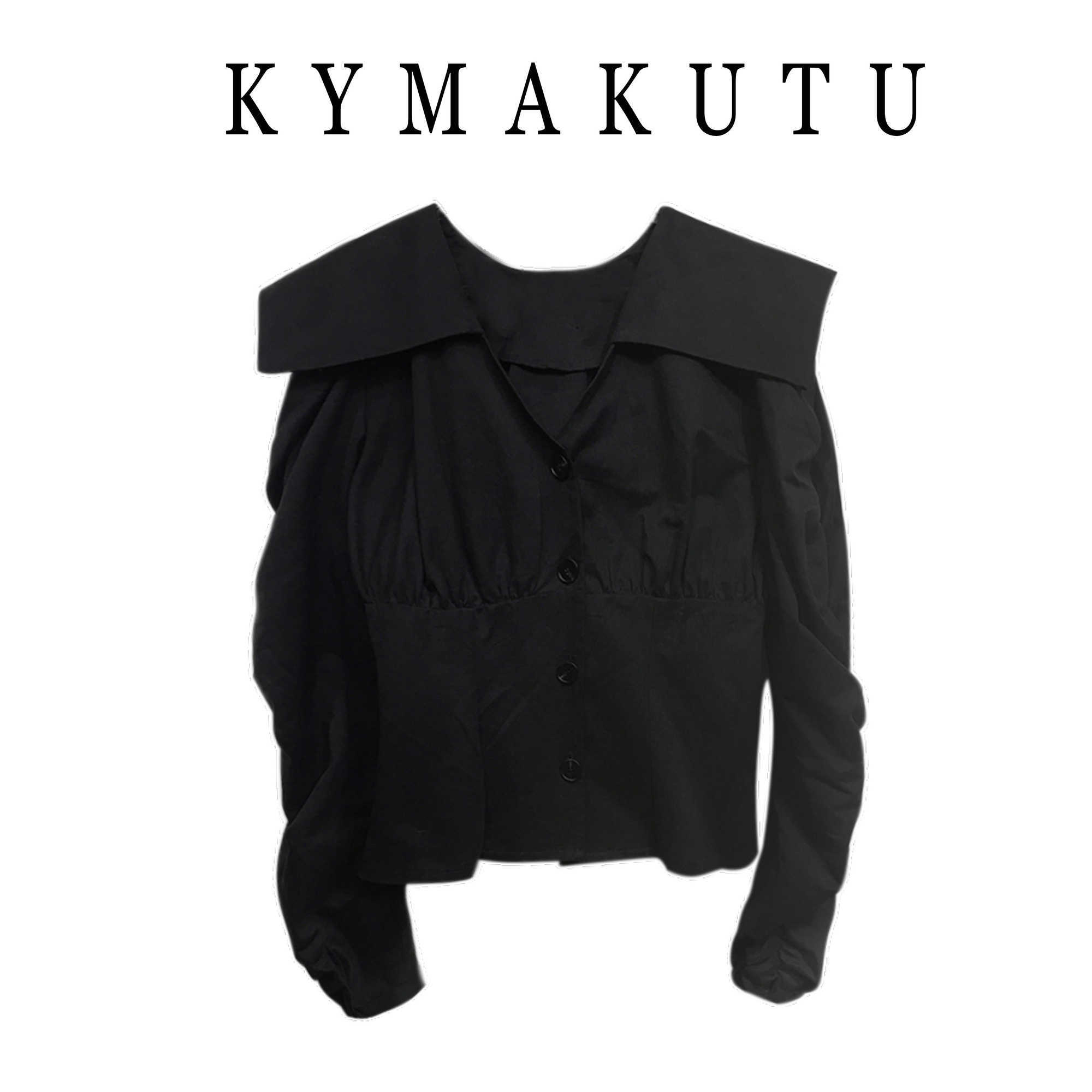 VANOVICH Korean Spring and Summer Women's Fashion Turn-down Collar Pleated Sleeve Shirt Long Blouse 210615Z