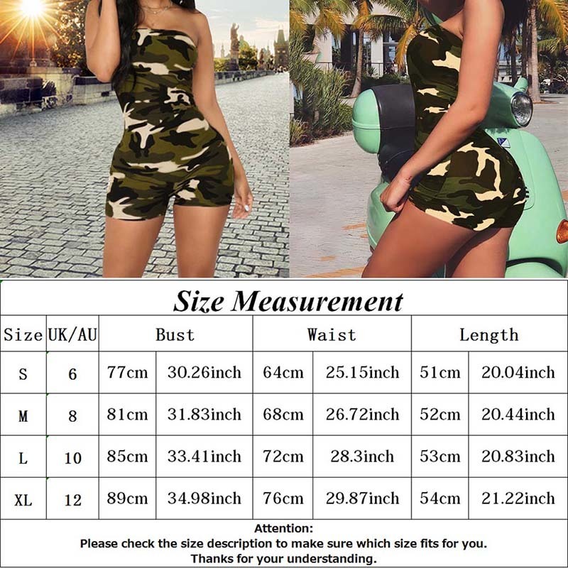 Fashion Women Camouflage Rompers Strappy Camo Mini Jumpsuit Lady Beach Shorts Jumpsuit Holiday Summer Clubwear Playsuit T200527