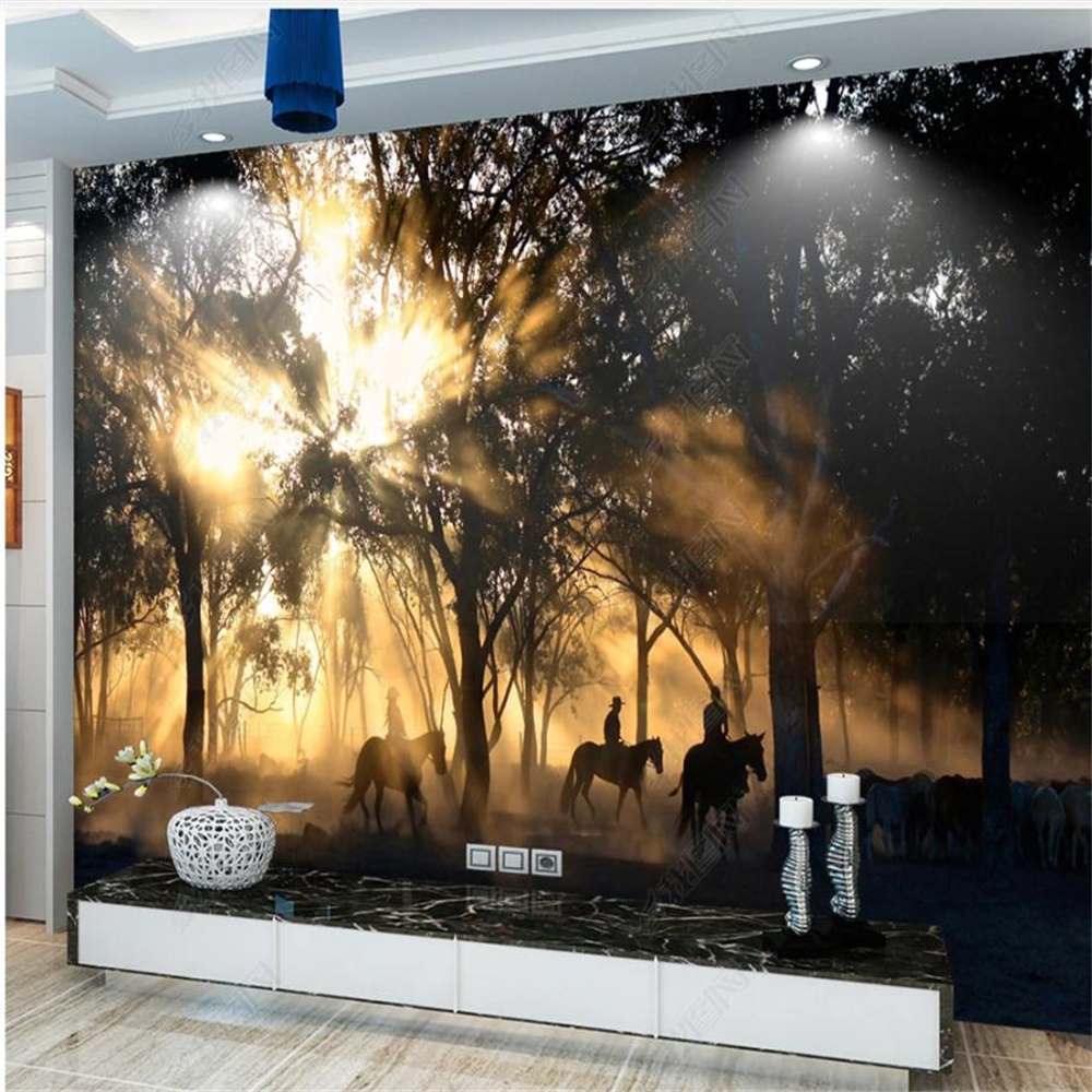 Photo sunset forest beautiful scenery wallpapers 3d murals wallpaper for living room