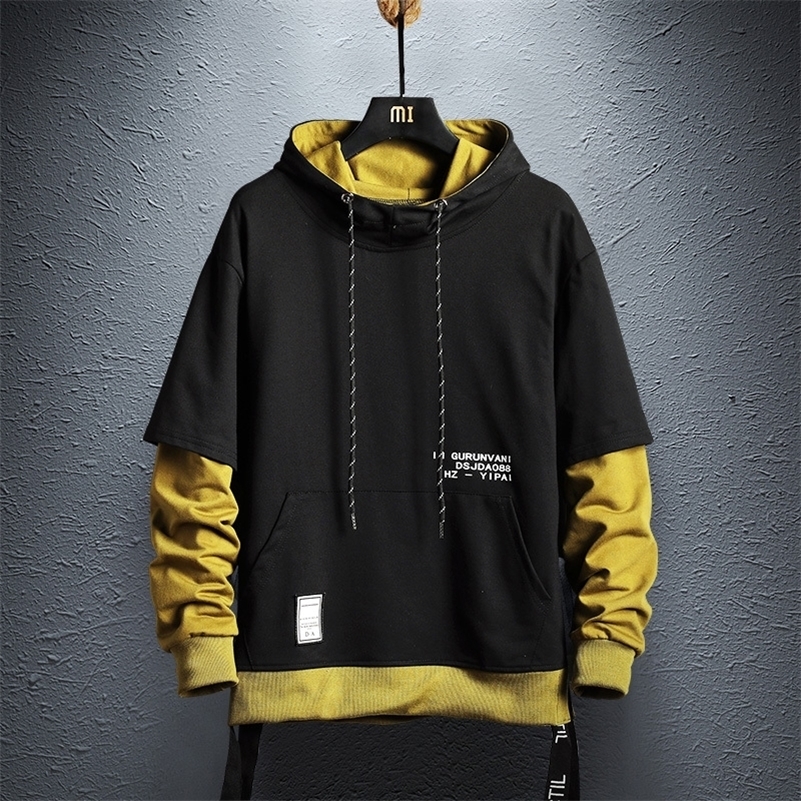 April MOMO Hoodie Sweatshirt Mens Hip Hop Pullover Hoodies Streetwear Casual Fashion Clothes Colorblock Hoodie Cotton 201103