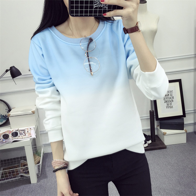 Fall Winter Fashion Cool Gradient Hit Color Women Hoodies Sweatshirt Street Full Sleeve Loose M-XXL Tracksuits Female 201217