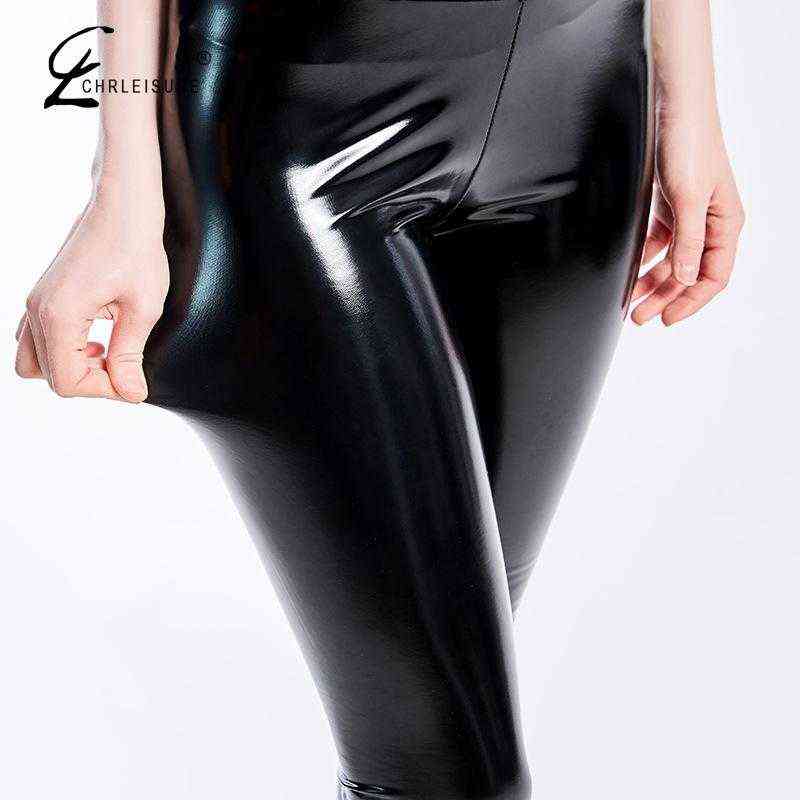 Black Pu Leather Pants Women High Waist Leggings Trousers Thick Stretch Pantalon Mujer 211115