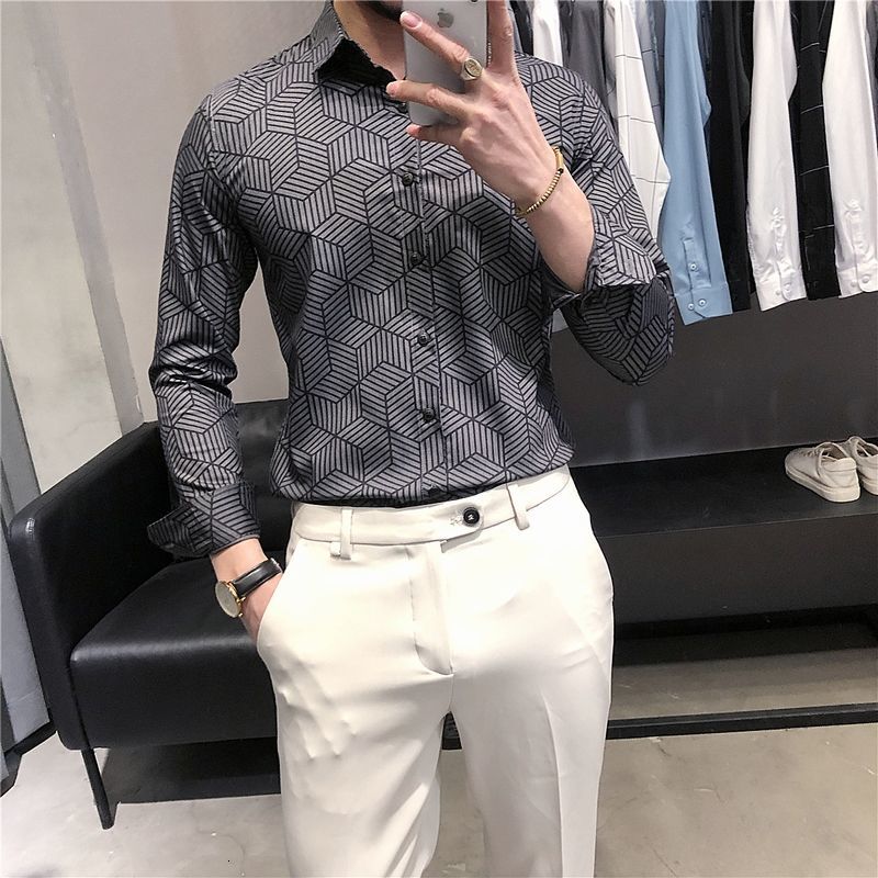 New 2021 Spring Men's Flower Business Luxury Leisure Shirt Camisa Streetwear Personality Stripe Shirts Men Gray Mx8h
New 2021 Spring Men's Flower Business Luxury Leisure Shirt Camisa Streetwear Personality Stripe Shirts Men Gray Mx8h