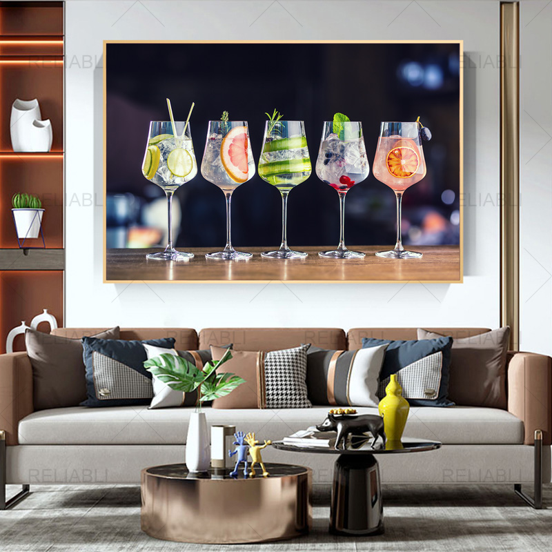 Nordic Colorful Cocktail Drinks Kitchen Print Modern Canvas Painting Wall Art Picture for Bar Dining Room Home Decor No Frame
