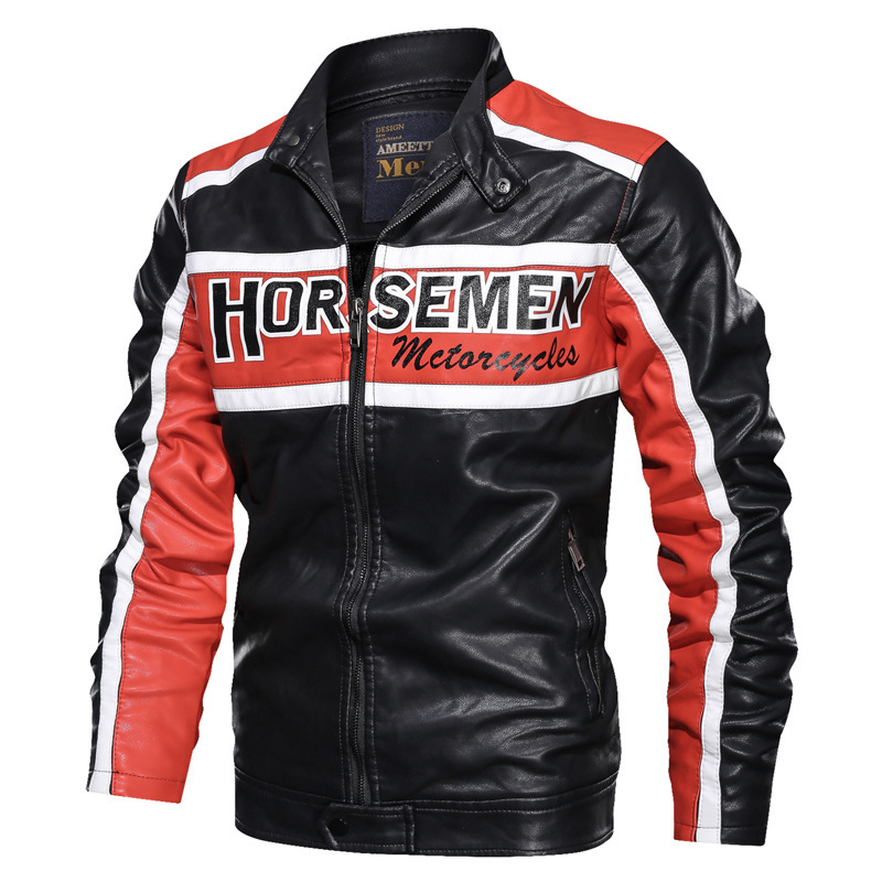 Men Casual Leather Jacket Stand Collar Printed PU Leather Jacket Men's Autumn Trendy, Black
Men Casual Leather Jacket Stand Collar Printed PU Leather Jacket Men's Autumn Trendy, Black