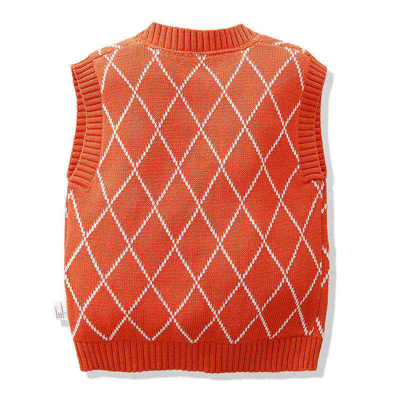 Autumn Kids Boys Girls Sleeveless Grid Sweater Vest Children Clothing Winter Baby Kids Boys Girls Pullover Sweaters Vest Y0925