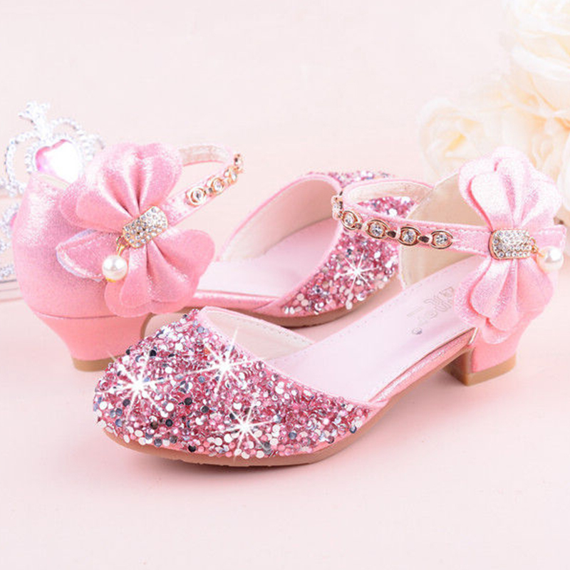 SKOEX Kid's Girls Princess Sandals Shoes Flower Low Heel Sandals Fashion Children's Girl Wedding Party Dress Shoes 210306