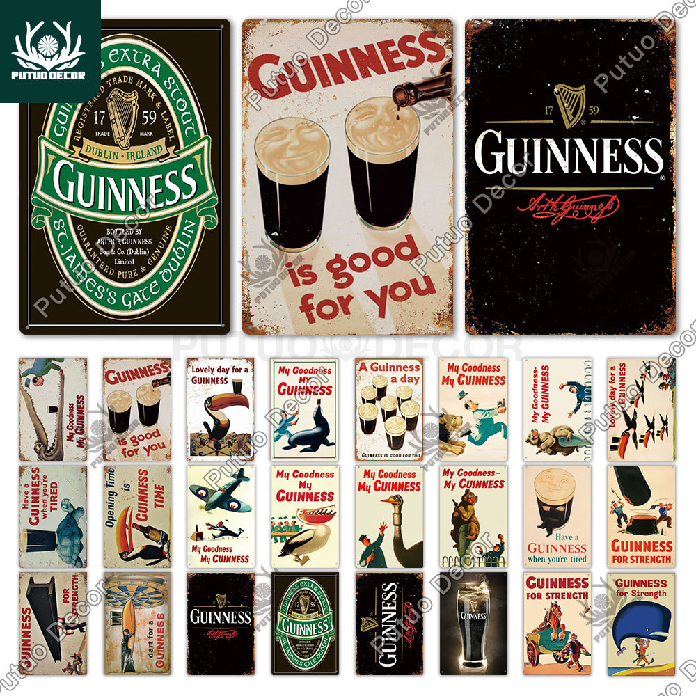Guinness Vintage Metal Signs Tin Sign Plaque Metal Vintage Pub Metal Plate Wall Decor for Bar Pub Club Man Cave Decorative Plate Q0304
Guinness Vintage Metal Signs Tin Sign Plaque Metal Vintage Pub Metal Plate Wall Decor for Bar Pub Club Man Cave Decorative Plate Q0304