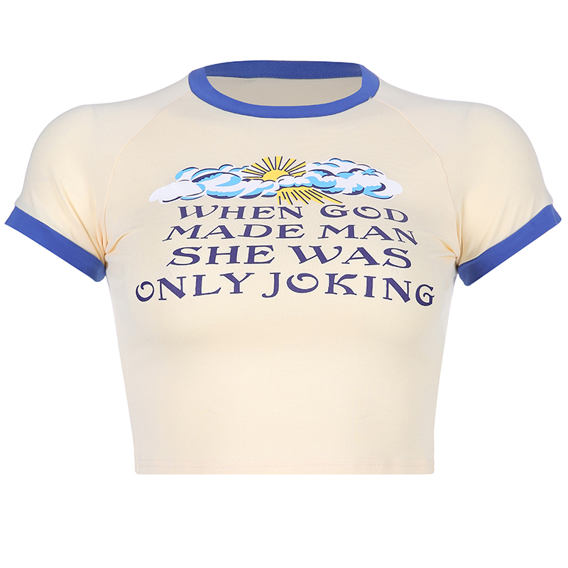 Waatfaak Short Sleeve Cropped Tshirt Women Summer Cotton Sexy Crop Top Graphic Tee Shirt Femme Skinny Tshirt Kawaii Korean T200614