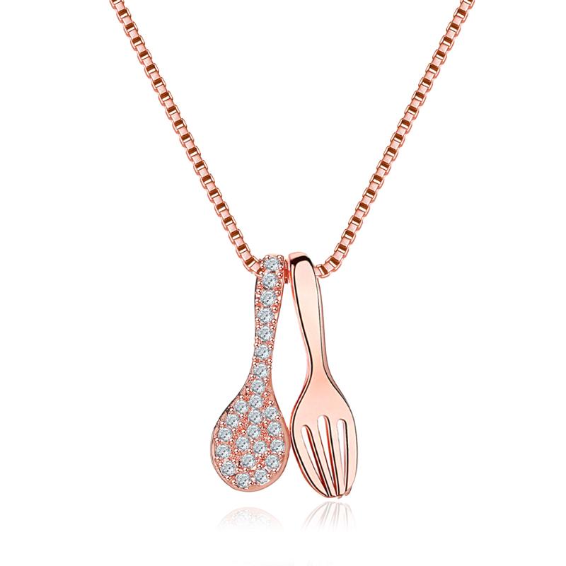 Pendant Necklaces Niche Light Luxury Jewelry Fork Spoon Necklace Women's Rose Gold Zircon Clavicle Chain Sweater Creative Fashion
Pendant Necklaces Niche Light Luxury Jewelry Fork Spoon Necklace Women's Rose Gold Zircon Clavicle Chain Sweater Creative Fashion