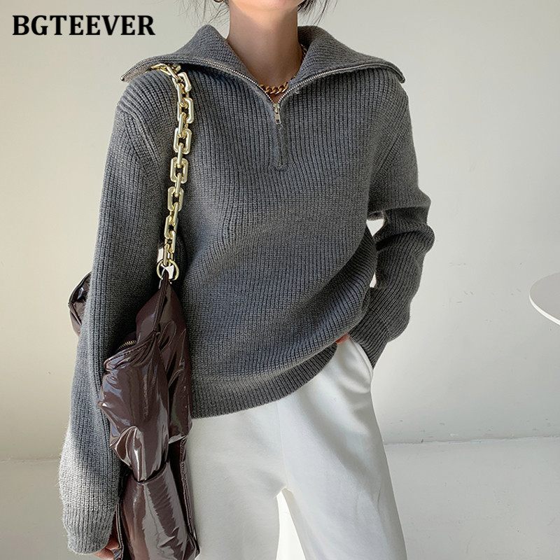 BGTEEVER Fashion Thi Turtlene Zipper Pullover Sweaters Women Loose Long Sleeve Female Solid Knitting Jumpers Autumn Winter, Black
BGTEEVER Fashion Thi Turtlene Zipper Pullover Sweaters Women Loose Long Sleeve Female Solid Knitting Jumpers Autumn Winter, Black