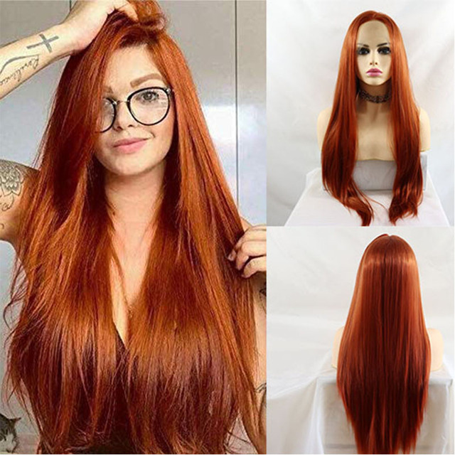 Realistic Long Straight Synthetic Lace Front Wigs Copper Orange Red Pink Blonde Yellow Natural Looking High Temperature Fiber For Women, White
Realistic Long Straight Synthetic Lace Front Wigs Copper Orange Red Pink Blonde Yellow Natural Looking High Temperature Fiber For Women, White