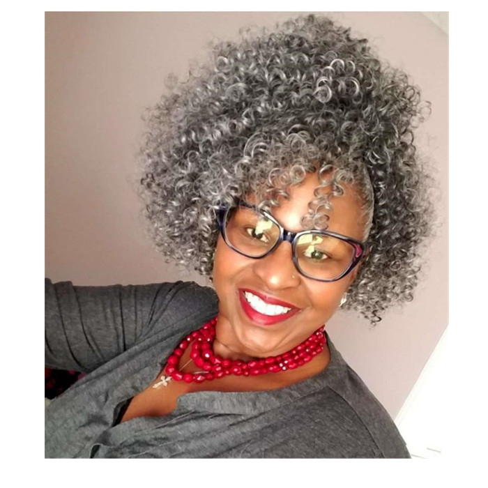 Shake and go silver curls grey ponytail kinky curly human hair extension women gray pony tail hairpiece horsetail drawstring clip in short medium leng