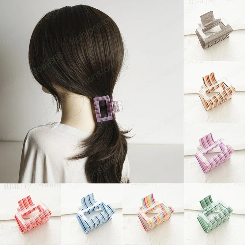 Square Acrylic Hairpin Hair Claws Acetic Acid Hairpins Geometric Hair Clamps Cilp For Women Girls Headwear