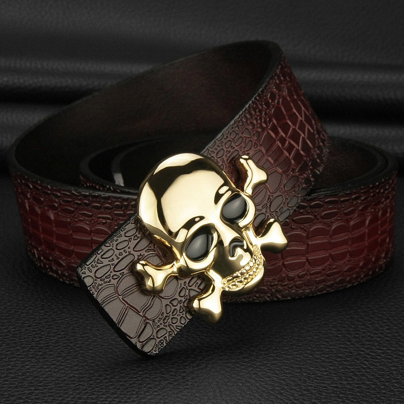 2021 New Luxury Genuine Leather Belts for Men Alloy Skull Smooth Buckle Brand Designer Personality Print Cintos Fashion Dou8, Black
2021 New Luxury Genuine Leather Belts for Men Alloy Skull Smooth Buckle Brand Designer Personality Print Cintos Fashion Dou8, Black