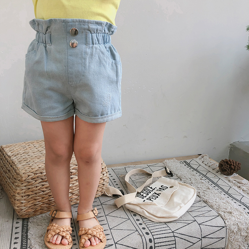 Summer Arrival korean style cotton pure color high waist all-match fashion short pants for cute sweet baby girls 210303