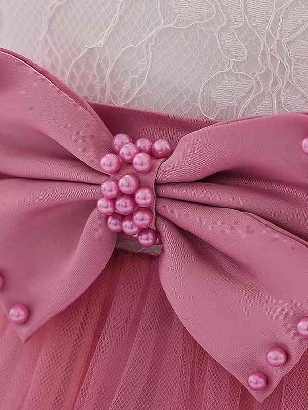 Baby Girl Lace Panel Bow Gown Dress SHE