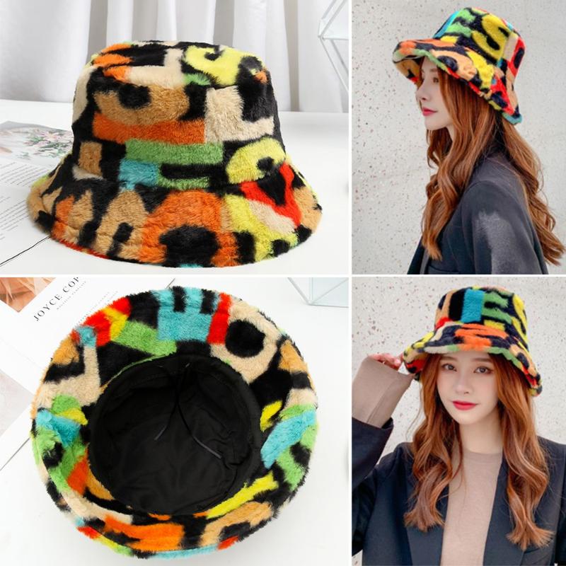 Berets High Quality Women Winter Bucket Hat Faux Fur Soft Warm Fisherman Cap Multicolor Rainbow Cow Outdoor Cloche Hats
Berets High Quality Women Winter Bucket Hat Faux Fur Soft Warm Fisherman Cap Multicolor Rainbow Cow Outdoor Cloche Hats