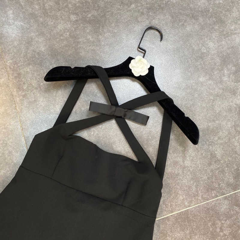 DEAT Spring Arrivals Black Cross Bow Waist Dark Little Women Temperament Loose Fashion A-line Dress MZ786 210709