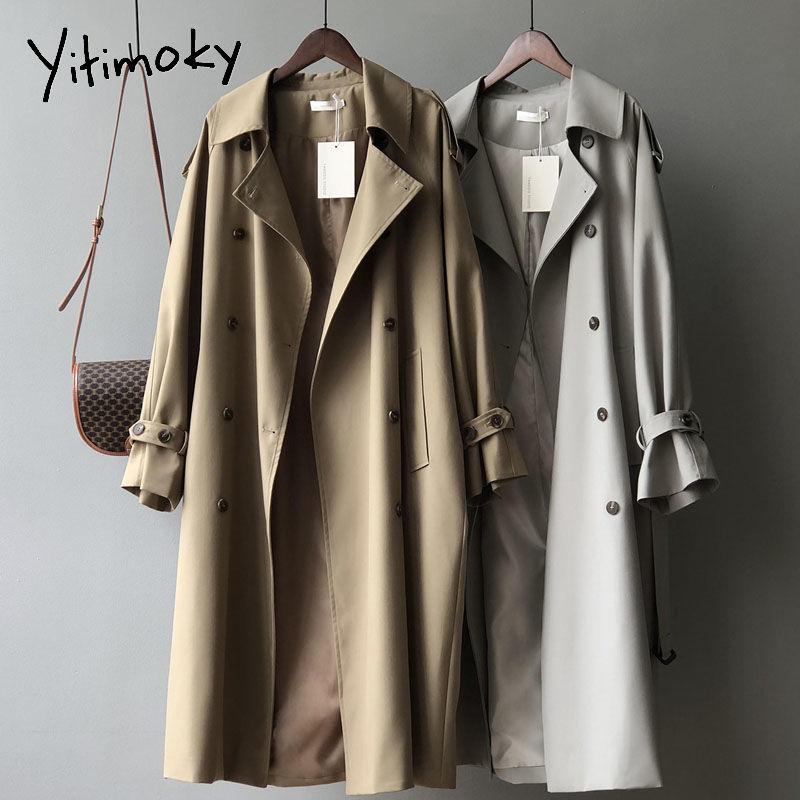 Women's Trench Coats Yitimoky Spring Women Long Coat Korean Fashion Windbreaker Double-Breasted Turn-down Collar With Belt Casual Outerwear, Tan;black
Women's Trench Coats Yitimoky Spring Women Long Coat Korean Fashion Windbreaker Double-Breasted Turn-down Collar With Belt Casual Outerwear, Tan;black